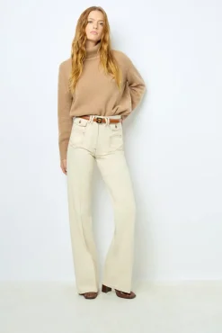 Best ANNA - High-waisted wide-leg pants in jean Trousers
