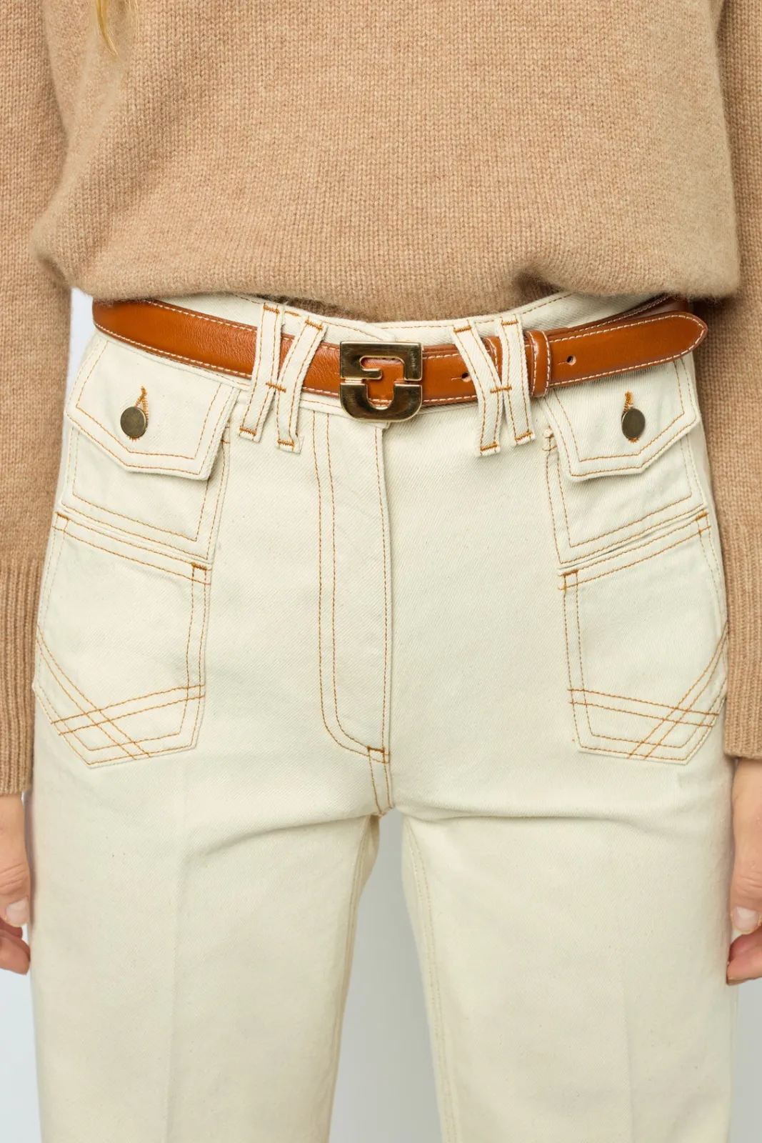 Best ANNA - High-waisted wide-leg pants in jean Trousers