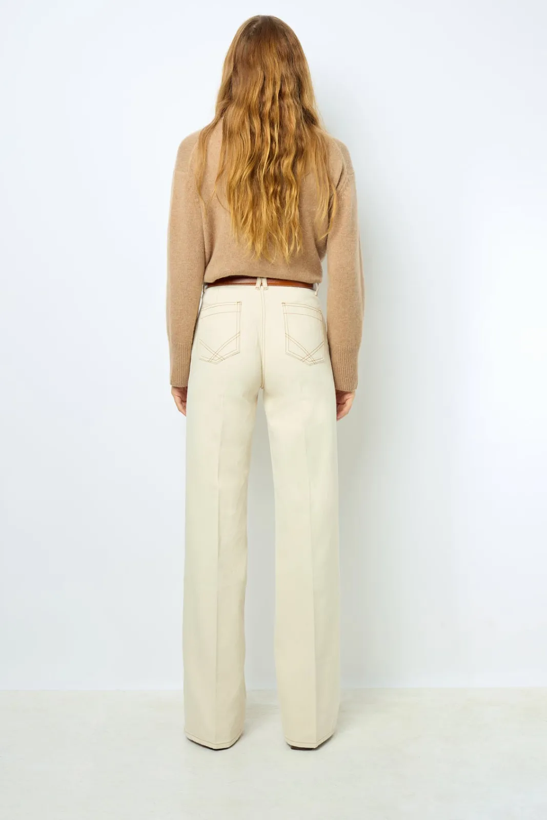 Best ANNA - High-waisted wide-leg pants in jean Trousers