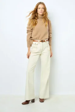 Online ANNA - High-waisted wide-leg pants in jean Knitwear