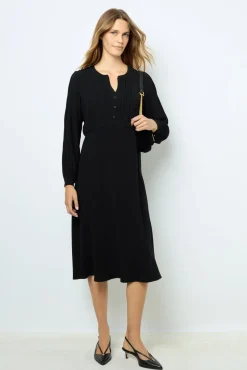 Best Black waisted midi dress - SOLANGE Dresses