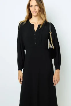 Best Black waisted midi dress - SOLANGE Dresses