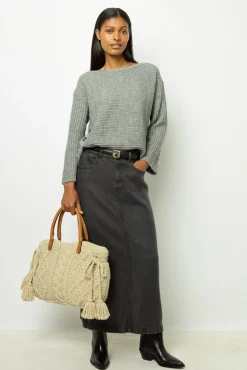 Fashion Boat neck sweater with buttons - JOLINE Knitwear