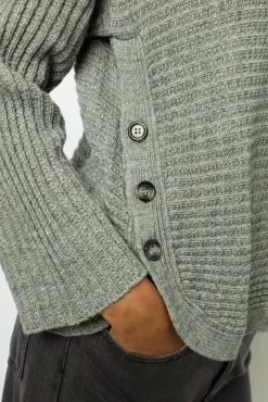 Fashion Boat neck sweater with buttons - JOLINE Knitwear