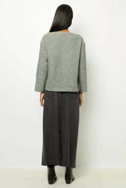 Fashion Boat neck sweater with buttons - JOLINE Knitwear