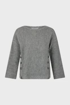 Fashion Boat neck sweater with buttons - JOLINE Knitwear