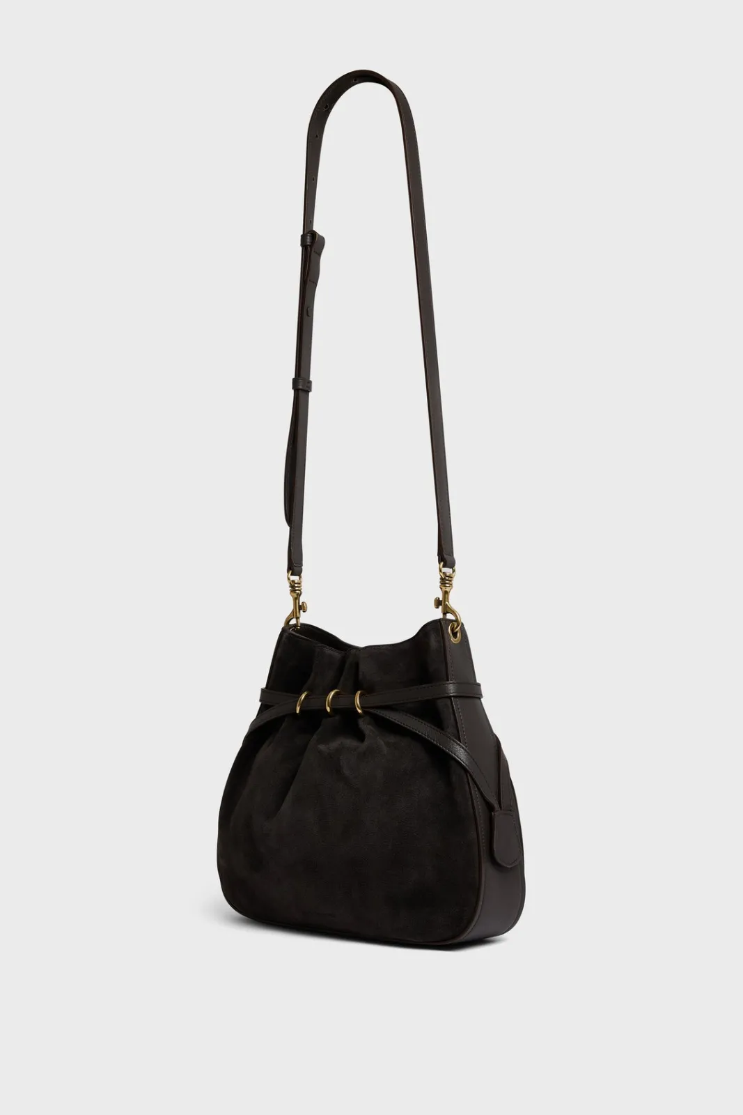 Outlet Bucket bag in suede leather - ROMY Shoulder Bags|Bucket Bags