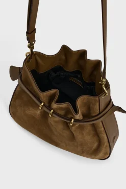 Online Bucket bag in suede leather - ROMY Shoulder Bags|Bucket Bags
