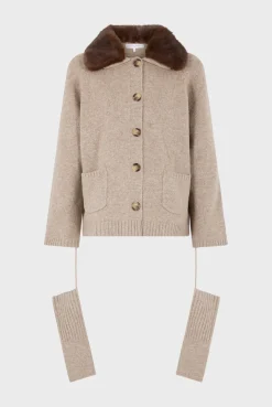 Discount Cashmere cardigan with collar and fingerless gloves - JADWIGE Knitwear