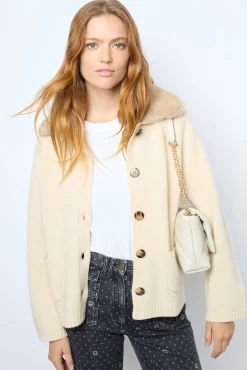 Clearance Cashmere cardigan with collar and fingerless gloves - JADWIGE Knitwear