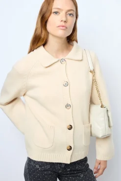 Clearance Cashmere cardigan with collar and fingerless gloves - JADWIGE Knitwear