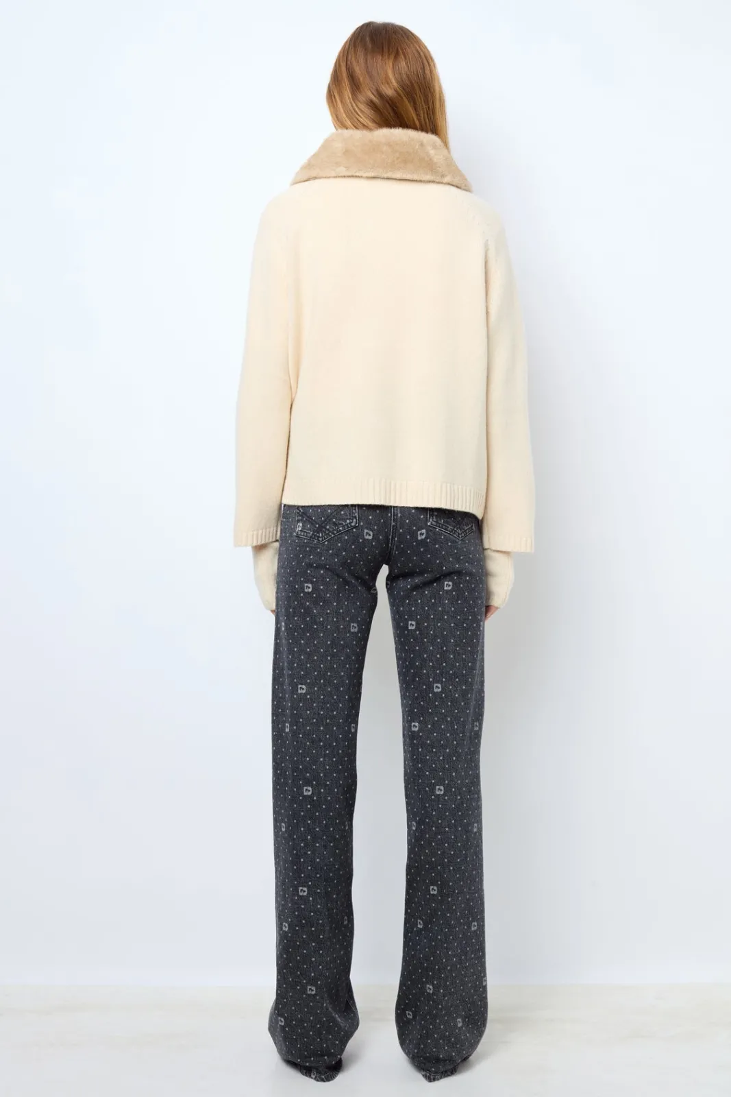 Clearance Cashmere cardigan with collar and fingerless gloves - JADWIGE Knitwear