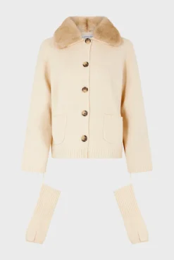 Clearance Cashmere cardigan with collar and fingerless gloves - JADWIGE Knitwear