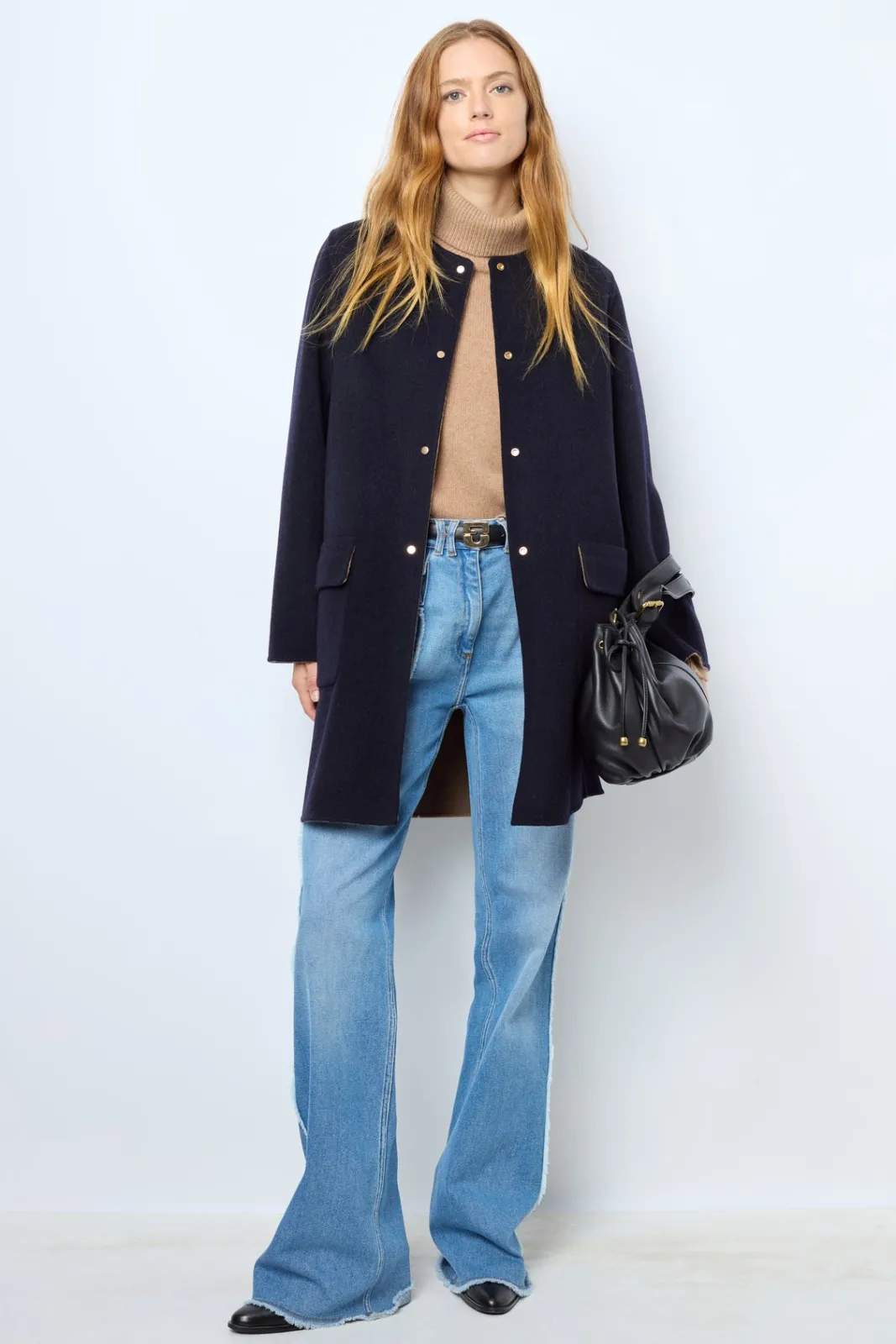 Online Coat in reversible fine wool fabric - LAREEN Coats