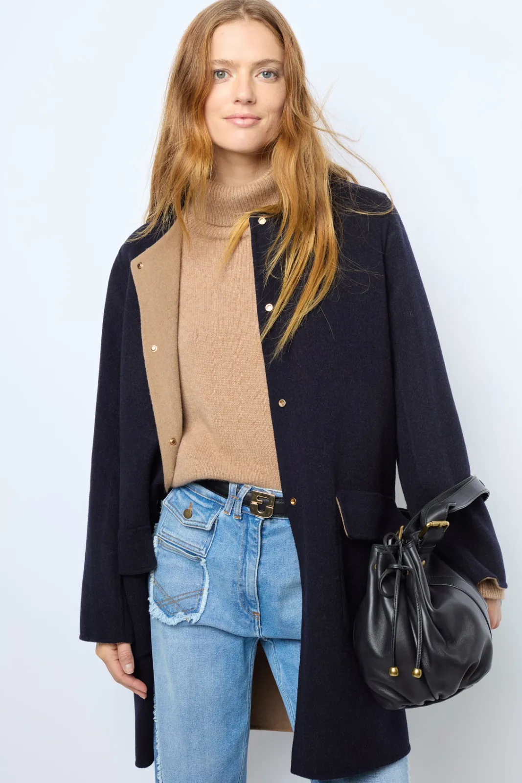 Online Coat in reversible fine wool fabric - LAREEN Coats