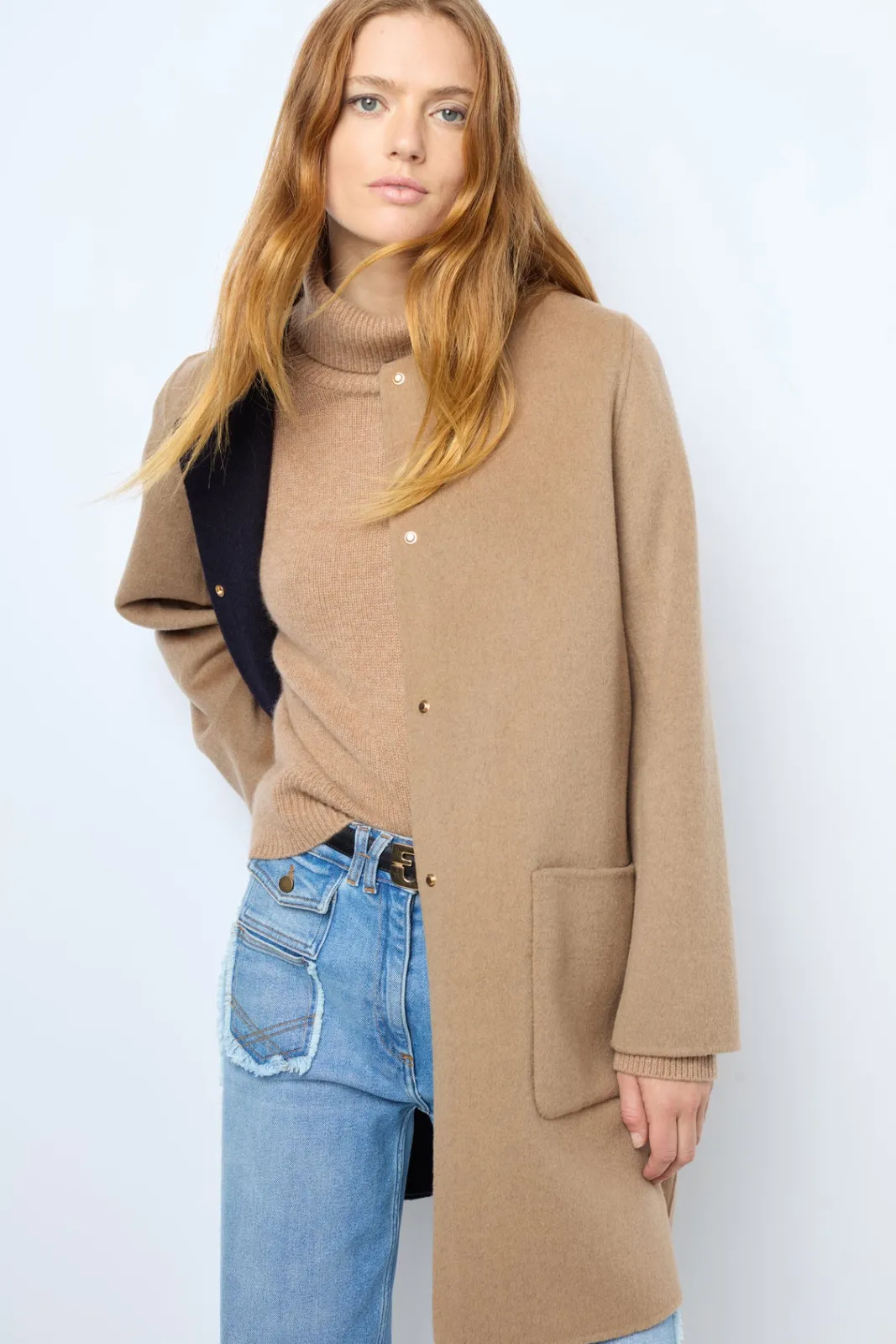 Online Coat in reversible fine wool fabric - LAREEN Coats