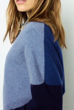 Sale Color block cashmere V-neck sweater - JALYA Knitwear