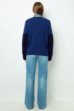 Sale Color block cashmere V-neck sweater - JALYA Knitwear