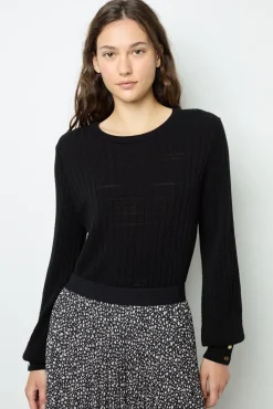 Discount Fine-ribbed black sweater - JEANNE Knitwear