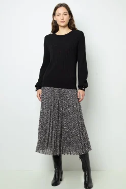 Discount Fine-ribbed black sweater - JEANNE Knitwear