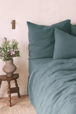 Hot Fitted washed linen sheet - midnight blue Fitted Sheets