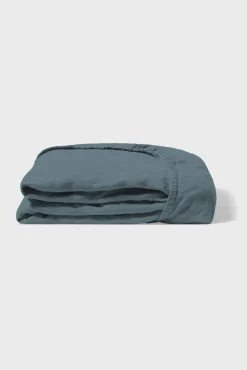 Hot Fitted washed linen sheet - midnight blue Fitted Sheets