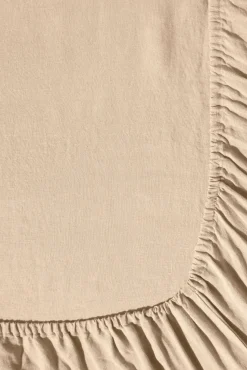 Fashion Fitted washed linen sheet - light brown Fitted Sheets