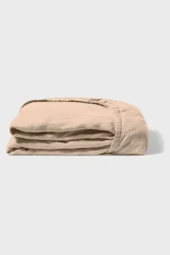 Fashion Fitted washed linen sheet - light brown Fitted Sheets