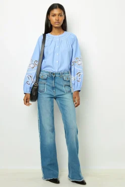 Outlet Flared jeans with fringes - ANNA Shirts & Blouses