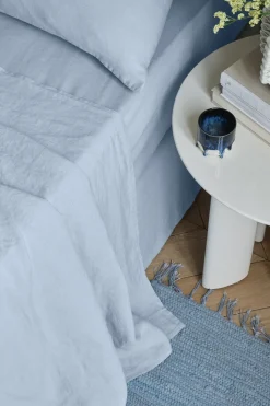 Clearance Flat washed linen sheet - sky blue Flat Sheets