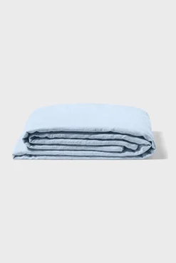 Clearance Flat washed linen sheet - sky blue Flat Sheets