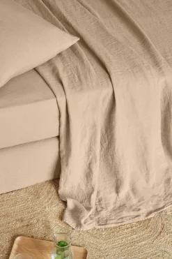 Sale Flat washed linen sheet - light brown Flat Sheets