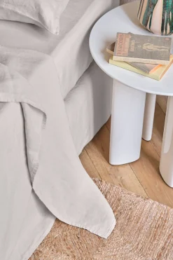 Best Flat washed linen sheet - pearl grey Flat Sheets