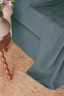 New Flat washed linen sheet - midnight blue Flat Sheets