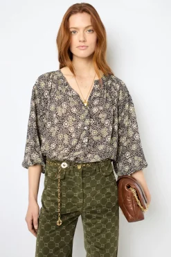 Hot Floral blouse with round neck - ADENA Shirts & Blouses