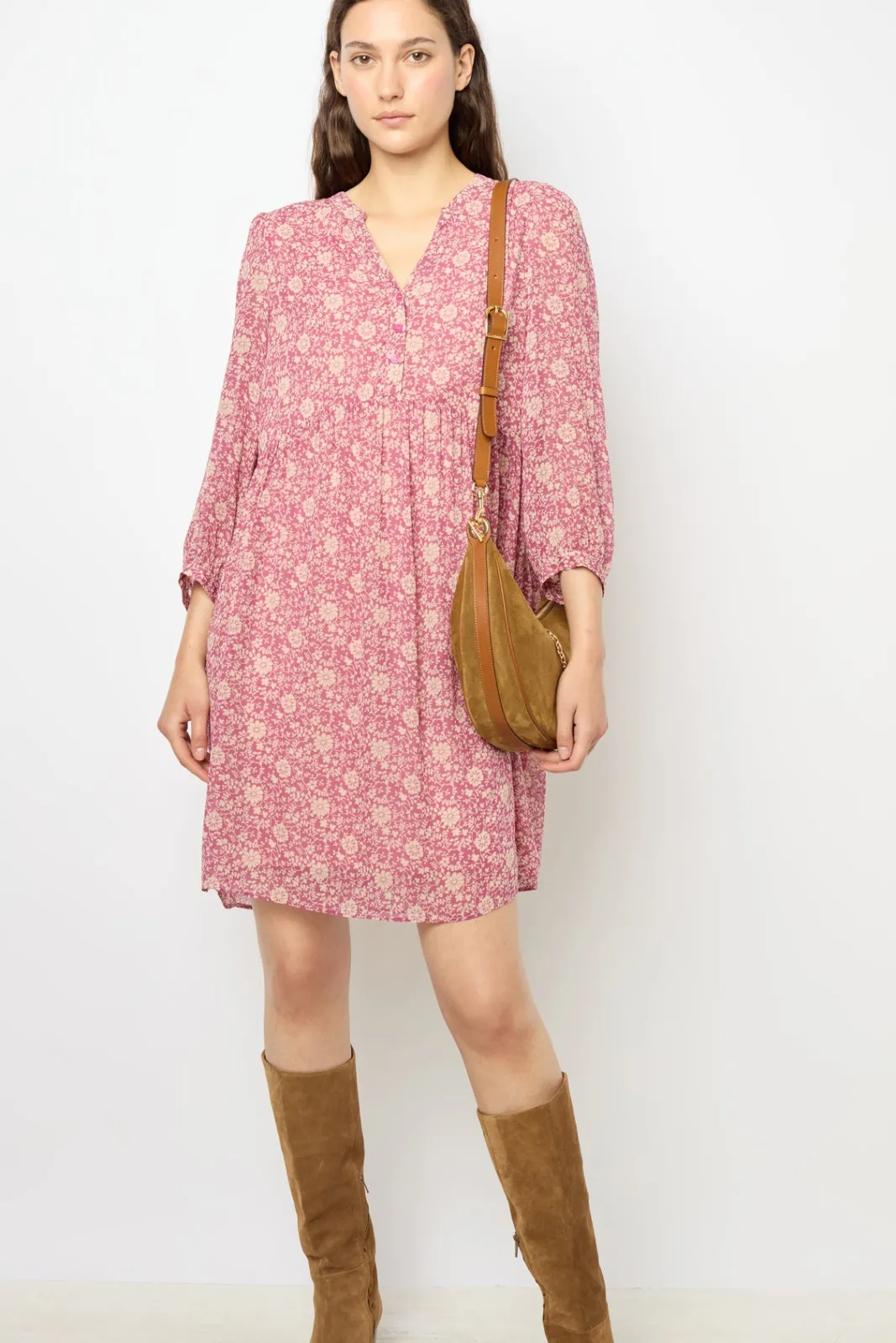 Clearance Half-moon bag in suede leather - LE SUZANNE Shoulder Bags