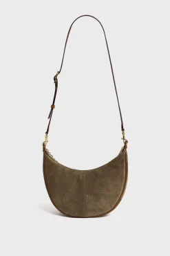 Best Half-moon bag in suede leather - LE SUZANNE Shoulder Bags