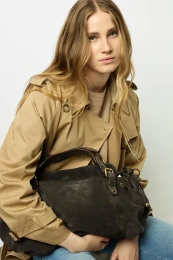 Fashion Handbag in suede leather - 24H The Iconic 24H|Handbag