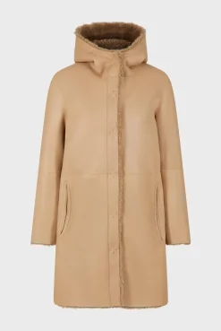 Sale Hooded shearling straight coat - LELIE Leather & Pelts