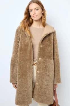 Sale Hooded shearling straight coat - LELIE Leather & Pelts