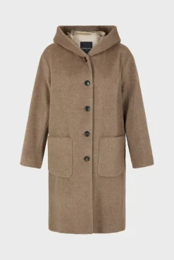 Discount Hooded, straight cut wool and angora coat - LANELLE Coats