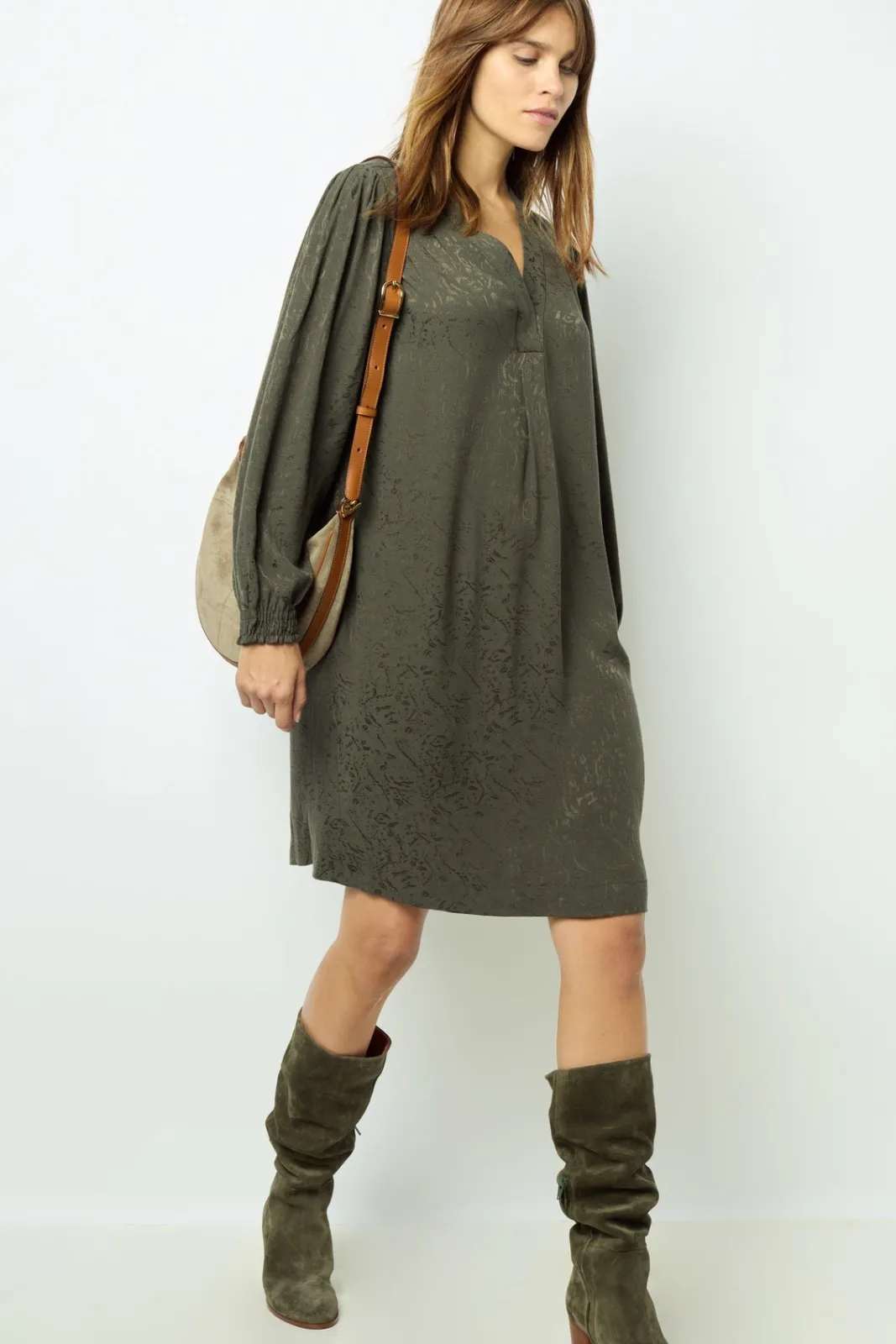 Outlet Jacquard straight-cut mini dress - SOLENE Dresses