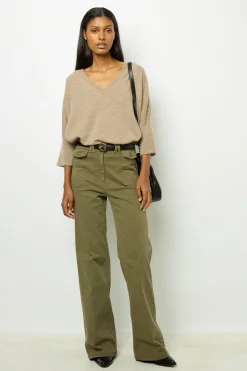 Online Khaki flared jeans - ANNA Trousers