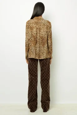 New Leopard print blouse with lacing - BRISIA Shirts & Blouses