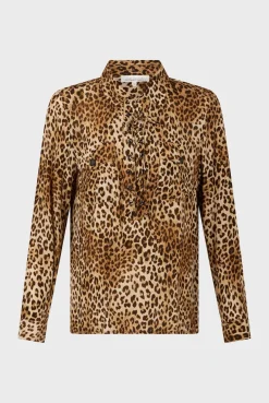 New Leopard print blouse with lacing - BRISIA Shirts & Blouses
