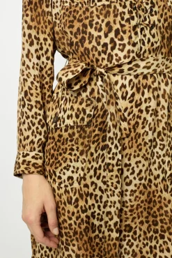 Sale Leopard Print Maxi Dress with Lace-Up Detail - SIRENA Dresses