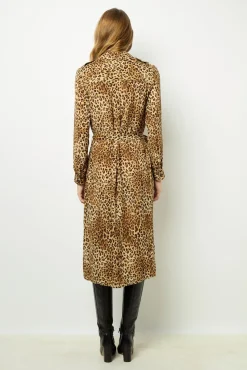 Sale Leopard Print Maxi Dress with Lace-Up Detail - SIRENA Dresses