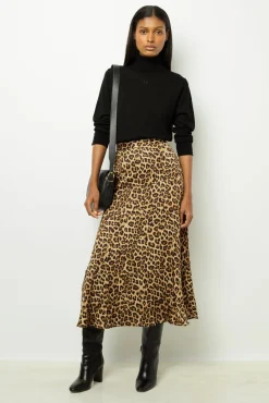 Hot Leopard satin midi skirt - CONSTANCE Skirts