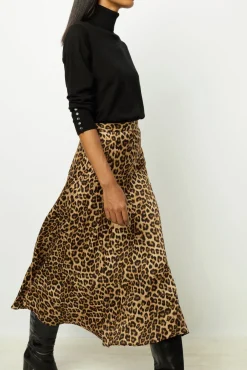 Hot Leopard satin midi skirt - CONSTANCE Skirts