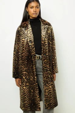 Fashion Leopard velvet straight coat - LEUNDA Coats